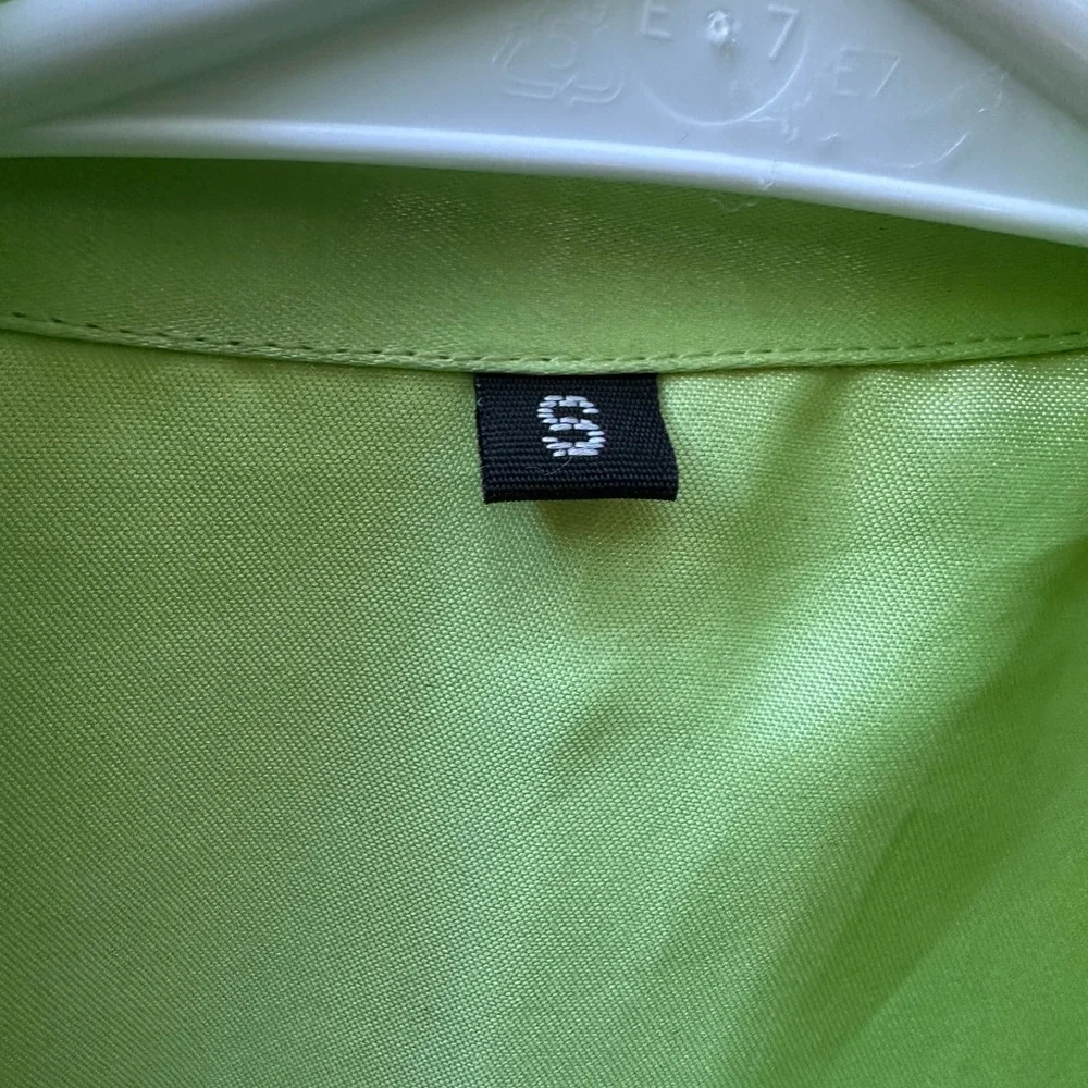 LIME GREEN SHINY Shimmer Pajama Set With Gloves Size Small Like New Pink Trim - Picture 4 of 11